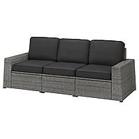 3-местный модульный диван IKEA СОЛЛЕРОН, темно-серый, ЙЭРПОН, Дувхольмен антрацит, 093.263.44