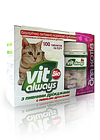 Виталвейс-био (БАД) для котов таблетки №100 банка с пивными дрожжами (форма - рыбки)