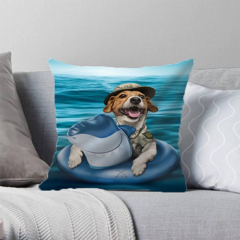 Подушка патріотична 3D Пес  на морі 2768_D 12899 35х35 см ТМ, фото 1