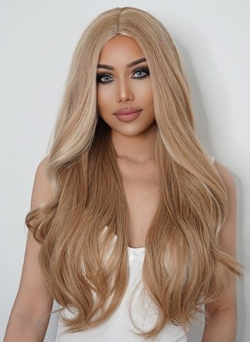 Перука білявки хвиляста довга пшенична, фото 1