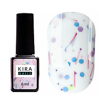 Kira Nails Lollypop Base №002 - камуфлирующая база (белый с разноцветными хлопьями), 6 мл