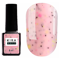 Kira Nails Lollypop Base №004 - камуфлирующая база (розовый с разноцветными хлопьями), 6 мл