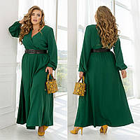 Коктейльное женское платье макси зеленое Р/-2466