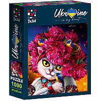 Пазли "White cat in the pink wreath", 1000ел., у кор. 30*24*6см, ТМ Vladi Toys, Україна