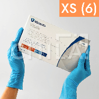 Перчатки нитриловые (размер XS) голубые 3г MEDICOM Vitals, 100 шт