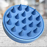 Силіконовий масажер для шкіри голови (шабер для миття волосся), блакитний, фото 2