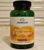 Swanson Super Stress B-Complex with Vitamin C 100 капсул Комплекс витаминов группы B с витамином C