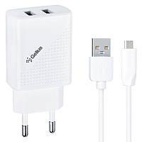 СЗУ Gelius Pro Vogue GP-HC011 2USB 2.4A 12W + Cable MicroUSB White