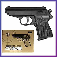 Детский игрушечный пистолет металлический на шариках 6 мм CYMA ZM02 черный