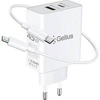 СЗУ Gelius X-Duo PRO 45W GP-HC053 White + Cable Type-C/Type-C