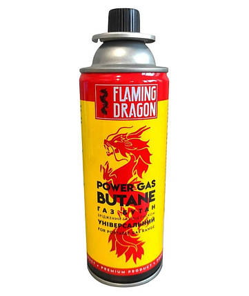 Балон газовий з клапаном Flaming Fragon Універсальний для плит, пальників, паяльних ламп (400 мл) 227 г, фото 1