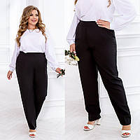 Деловые женские брюки черные с высокой посадкой большого размера