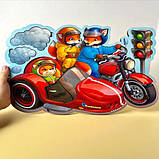 Пазл вкладиш дерев`яний Лисенята на мотоциклі 39 дет Ань-янь 31*24 см (ПСД211), фото 3