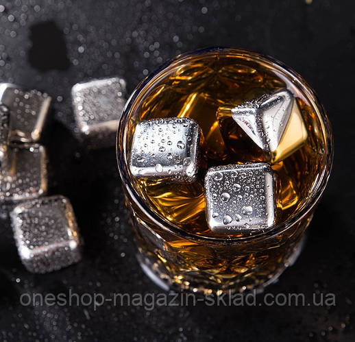 Набор многоразовых кубиков льда из нержавейки, 4 кубика (металлический ...