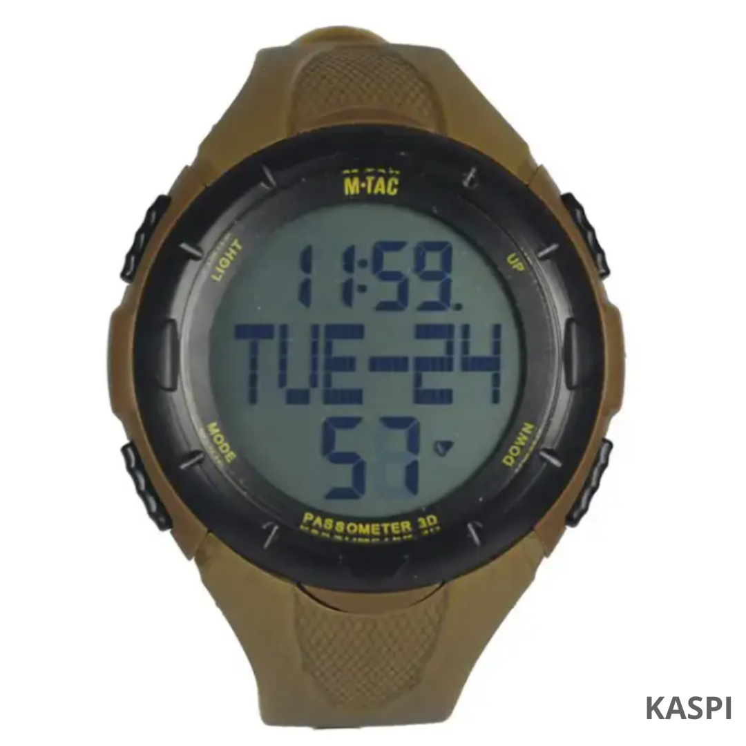 Чоловічий наручний тактичний з крокоміром годинник M-Tac Койот, Міцний водостійкий годинник для військових