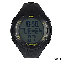 Чоловічий наручний тактичний з крокоміром годинник M-Tac Чорний, Міцний водостійкий годинник для військових