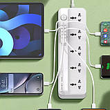Мережевий зарядний пристрій подовжувач Ldnio SC5614 6 USB 5 розеток білий, фото 4