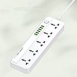 Мережевий зарядний пристрій подовжувач Ldnio SC5614 6 USB 5 розеток білий, фото 5