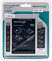 Адаптер Grand-X для подключения HDD 2.5" в отсек привода ноутбука SATA3 Slim 9.5мм (HDC-26)