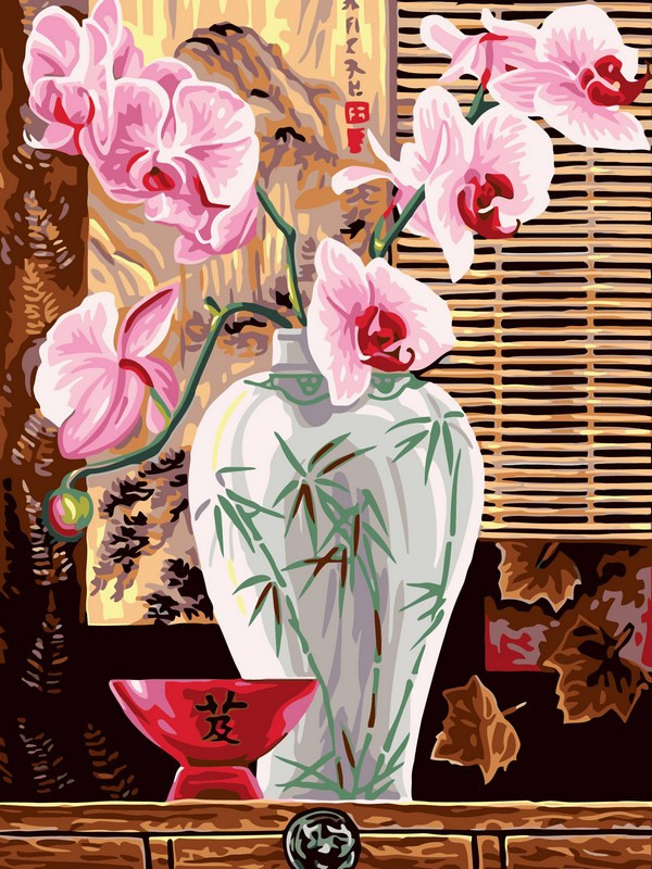 Картина-раскраска Турбо "Восточные орхидеи" (VK011) 30 х 40 см - фото 1 - id-p335893078