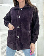 Коротка куртка альпака з капюшоном