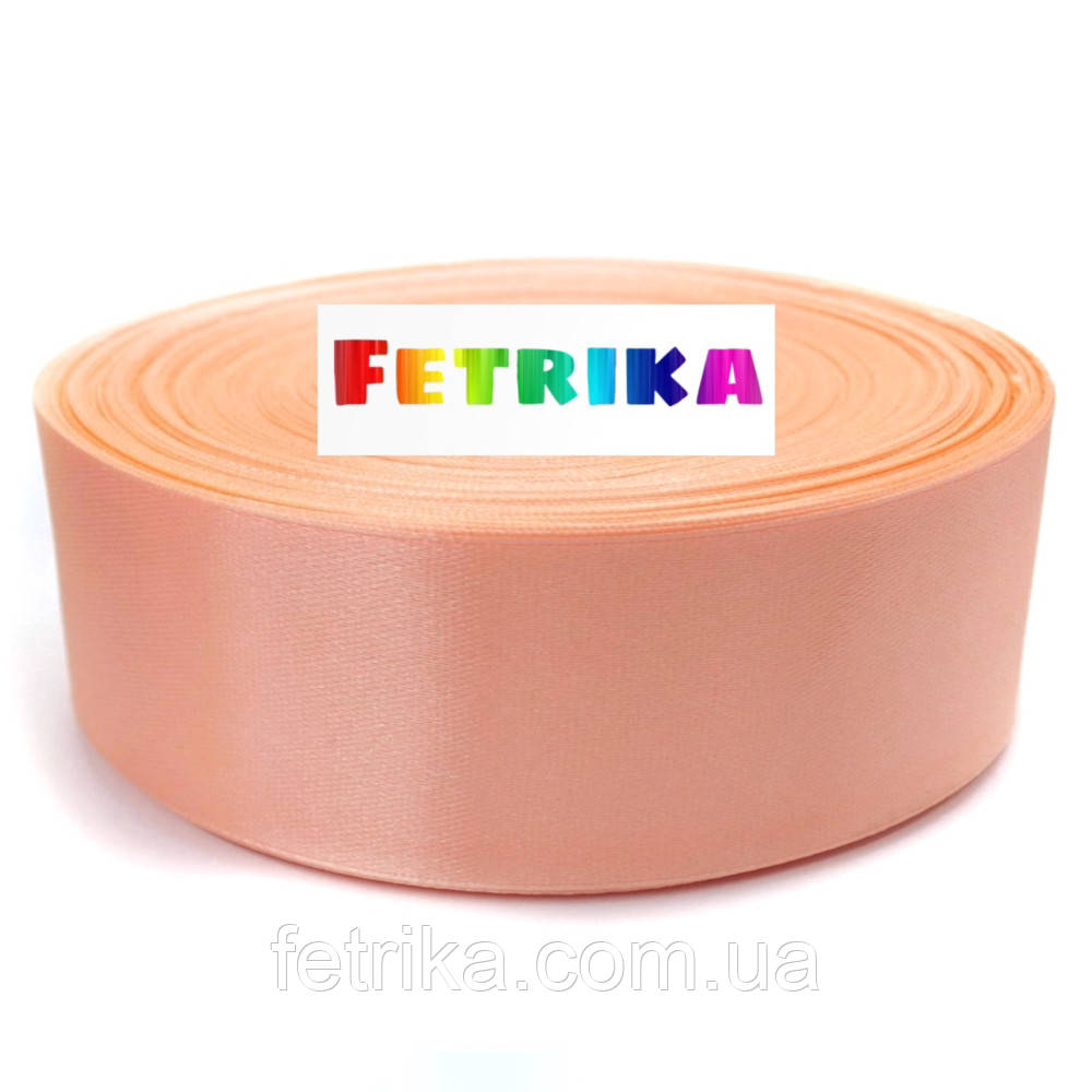 Стрічка атласна однотонна світло-персикова 2,5 см, фото 1