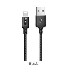 Кабель HOCO X14 USB to iP 2A, 1m, nylon, aluminum connectors, Black