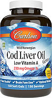Carlson Wild Norwegian Cod Liver Oil Gems Low Vitamin A 150 капсул