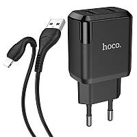 Мережевий зарядний пристрій Hoco N7 Speedy dual port charger set Lightning ( EU ) Black