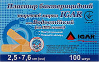 Пластир бактеріцидний торгової марки «IGAR» тип Водостійкий (на ПВХ основі) 2,5*7,6см