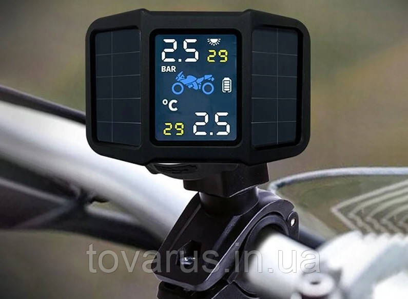 TPMS Бездротова система контролю тиску в шинах мото із сонячною панеллю