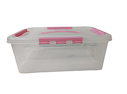 Контейнер із затискачами та ручкою 10 л Рожевий