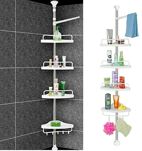 Стійка з полицями кутова у ванну кімнату з регульованою висотою UKC Corner Shelf TW-302, кутові полиці