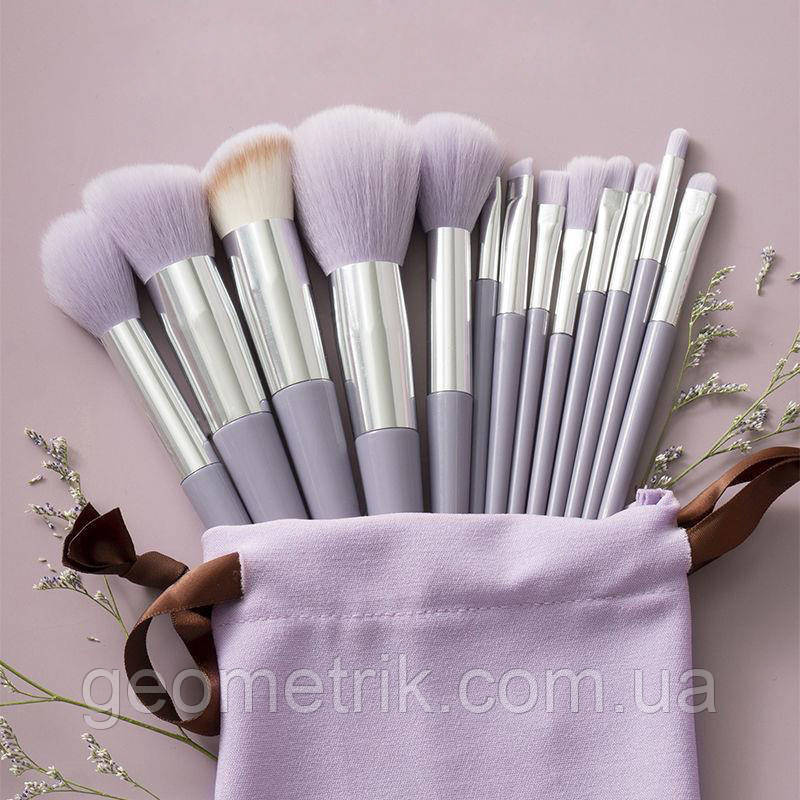 13 пензликів - Набір для нанесення макіяжу - в сумочці - violet, фото 1