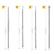 Набір інструментів для очищення шкіри обличчя - видалення акне, вугрів - алюмінієвий футляр - 4 інструменти, фото 2