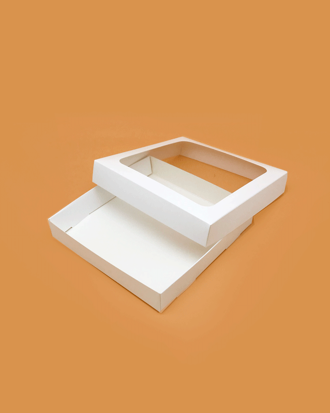 Коробка белая для пряника печенья с прозрачным окном 200х200х35 (10 шт/уп) - фото 2 - id-p1924818626