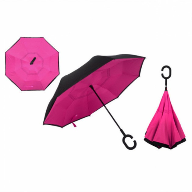 Зонт обратного сложения UP-brella Розовый - фото 2 - id-p1924818863