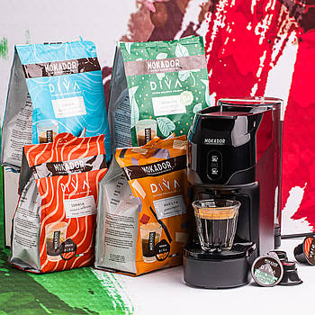 Mokador Coffee Welcome Set – набір для знайомства. (Кофемашина DIVA MOKADOR D1 и 100 миксов DIVA)