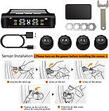 TPMS Для авто Бездротова система контролю тиску та температури в шинах з сонячною панеллю, фото 9
