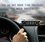 TPMS Для авто Бездротова система контролю тиску та температури в шинах з сонячною панеллю, фото 3