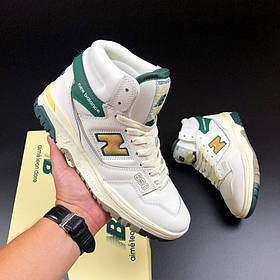 Жіночі кросівки New Balance 650 шкіряні високі стильні молодіжні білі зелені
