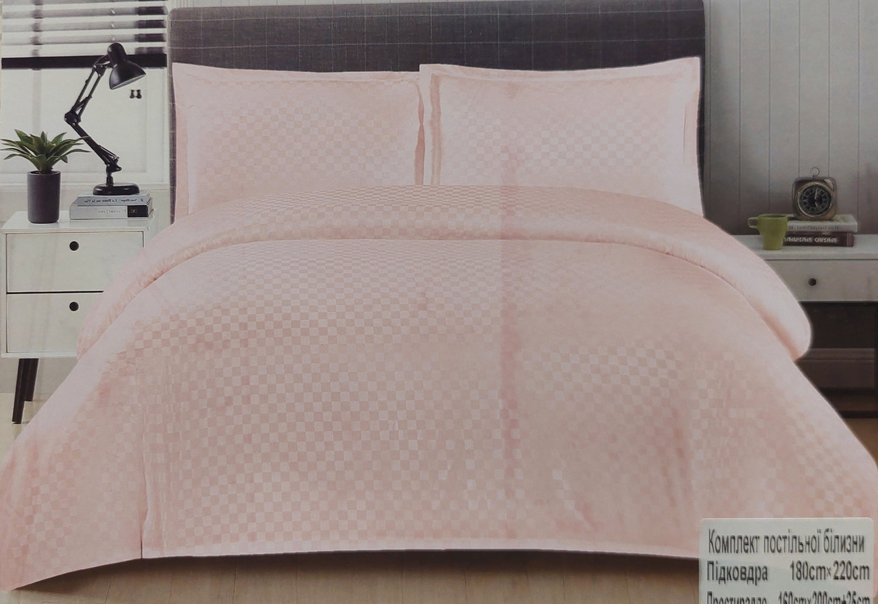 Постільна білизна Koloco Kube простирадло на гумці — світло рожевий