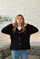 Стильная теплая женская рубашка. Карманы, пуговицы. Ткань:Букле баранец. 42,44,46,48. Цвета7 Черный