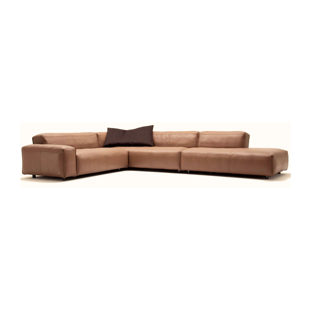 Великий кутовий диван для вітальні MeBelle LONZA-XL 3,9 х 2,7 м модульний, коньячний коричневий шкірозамінник