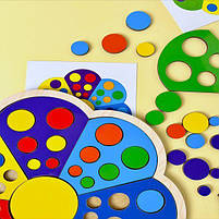 Сортер вкладиш з картками "Квітка-семибарвниця-1" дерево Ань-янь 24см (ПСД214), фото 4