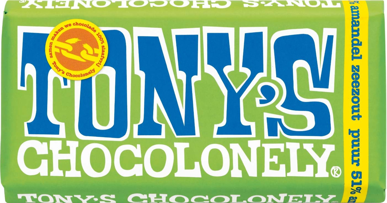 Шоколад Tony's Chocolonely Dark Almond Sea Salt Chocolate Bar 180g, фото 1
