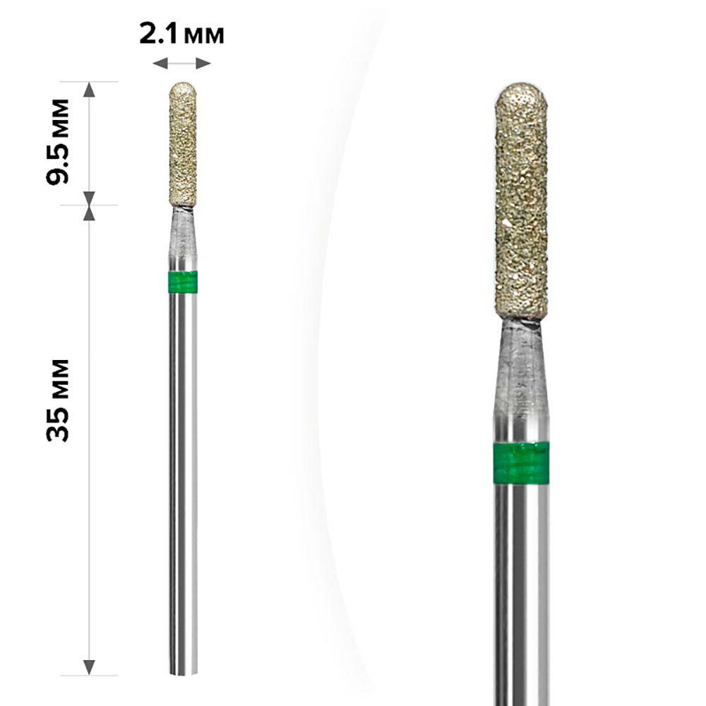 Алмазна фреза для манікюру mART (M-16) - Циліндр Green 2,1*9,5, фото 1