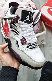Чоловічі Кросівки Nike Air Jordan 4 PSG White Grey Purple / Найк Аїр Джордан 4 ПСЖ Білі з Сірим та Фіолетовим