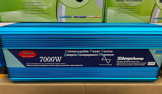 Інвертор із чистою синусоїдою Wimpex WX-7100 на 7000W, 12V-220V, із вбудованою 20А зарядкою акумулятора