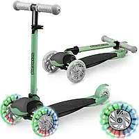 Самокат триколісний зелений дитячий світлодіодний Loco Ricokids Польща